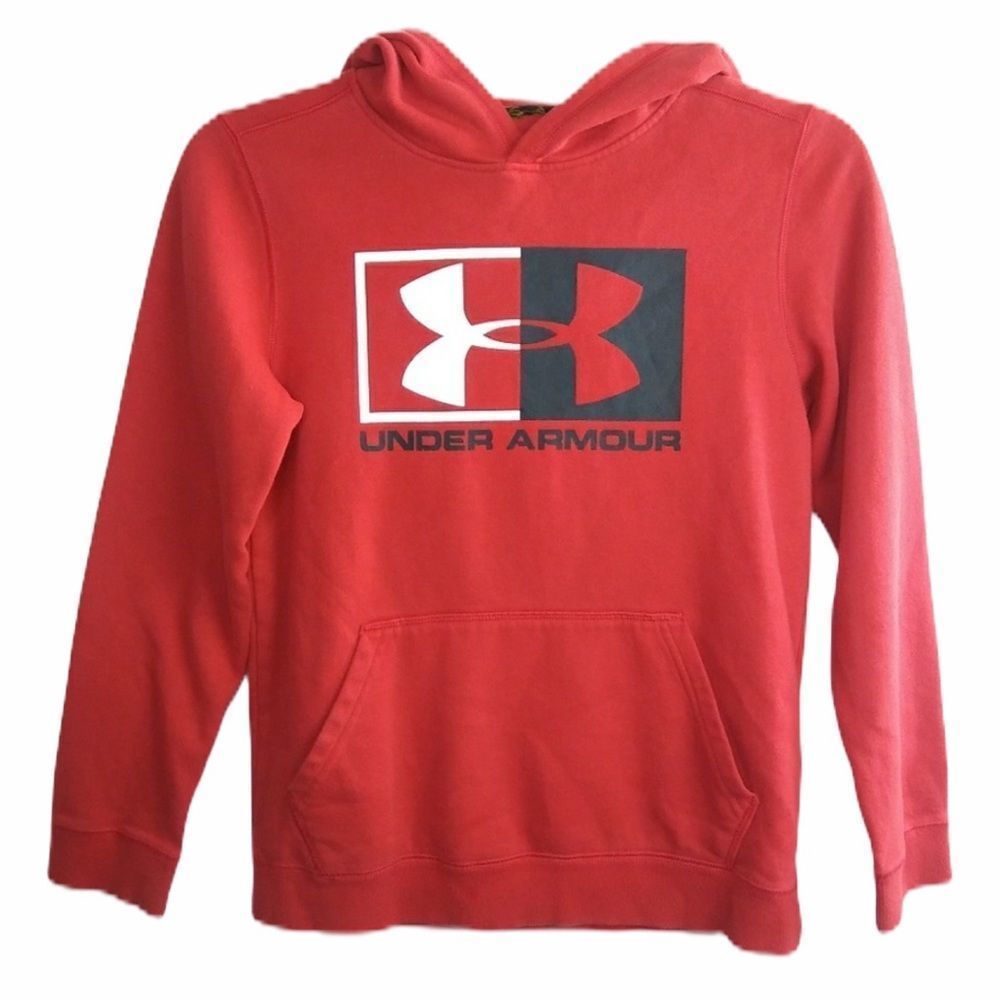 UNDER ARMOUR Red Hooded Long Sleeve Front Pocket